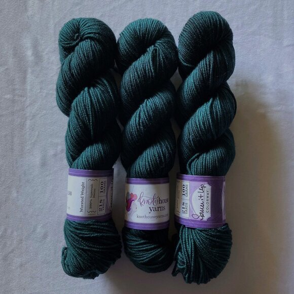 Lot of 3 Knothouse Yarns, Worsted, "Spruce It Up" Forrest Green Superwash Merino - Picture 2 of 5